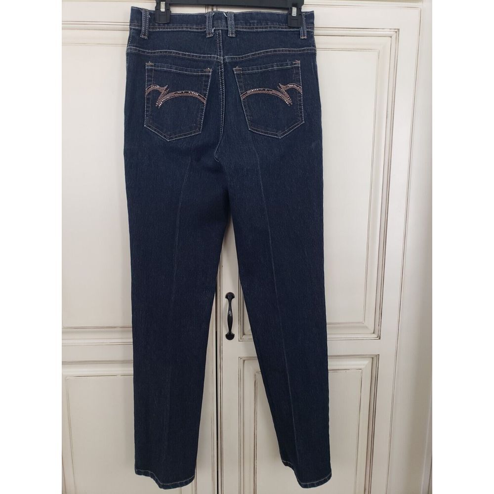 Vtg Gloria Vanderbilt Amanda Jeans Sz 6‎ Average Highwaist Blue Faux Rhinestones - Picture 2 of 10